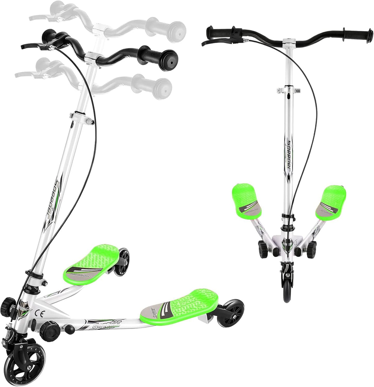 Foldable 3 Wheel Wiggle Scooter with Adjustable Height Handle, Pack of 2 T264958