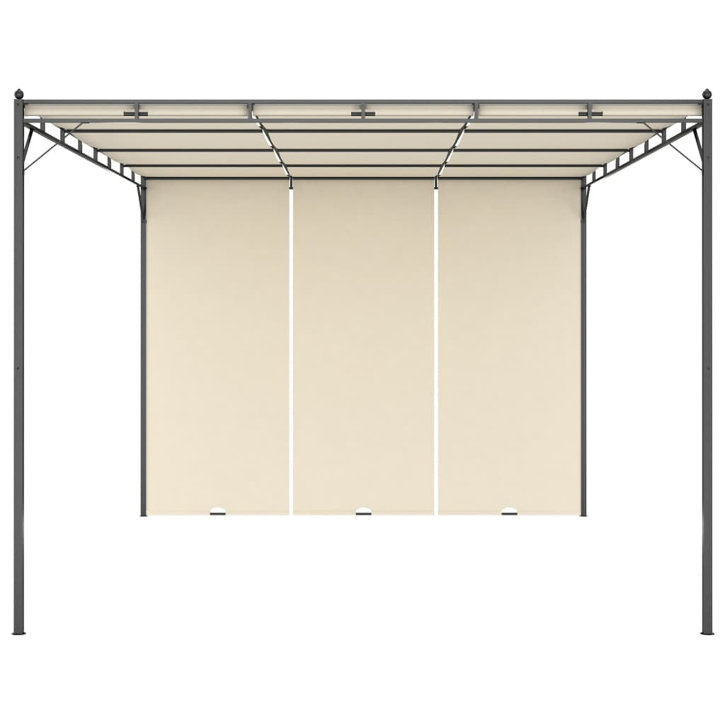 Canopy Cream Party Tent Shelter with Steel Frame and 100% Polyester Side Curtain H41031