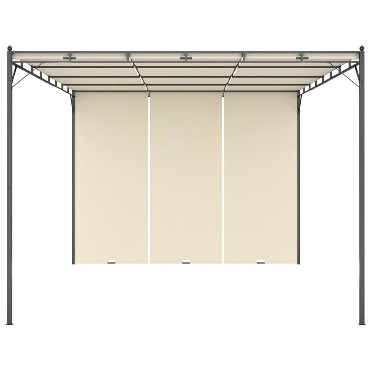 Canopy Cream Party Tent Shelter with Steel Frame and 100% Polyester Side Curtain H41031