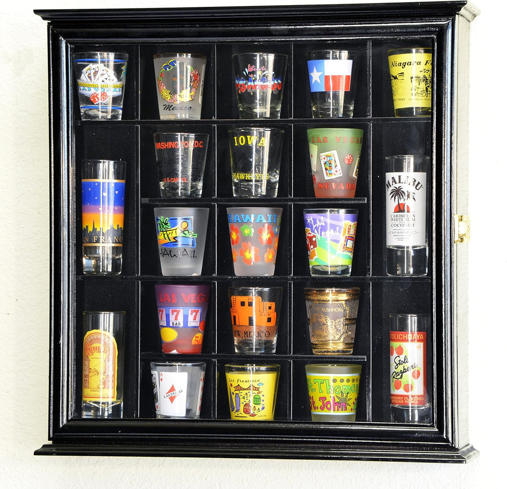 Shot Glass Display Case Holder Cabinet Wall Rack J48708