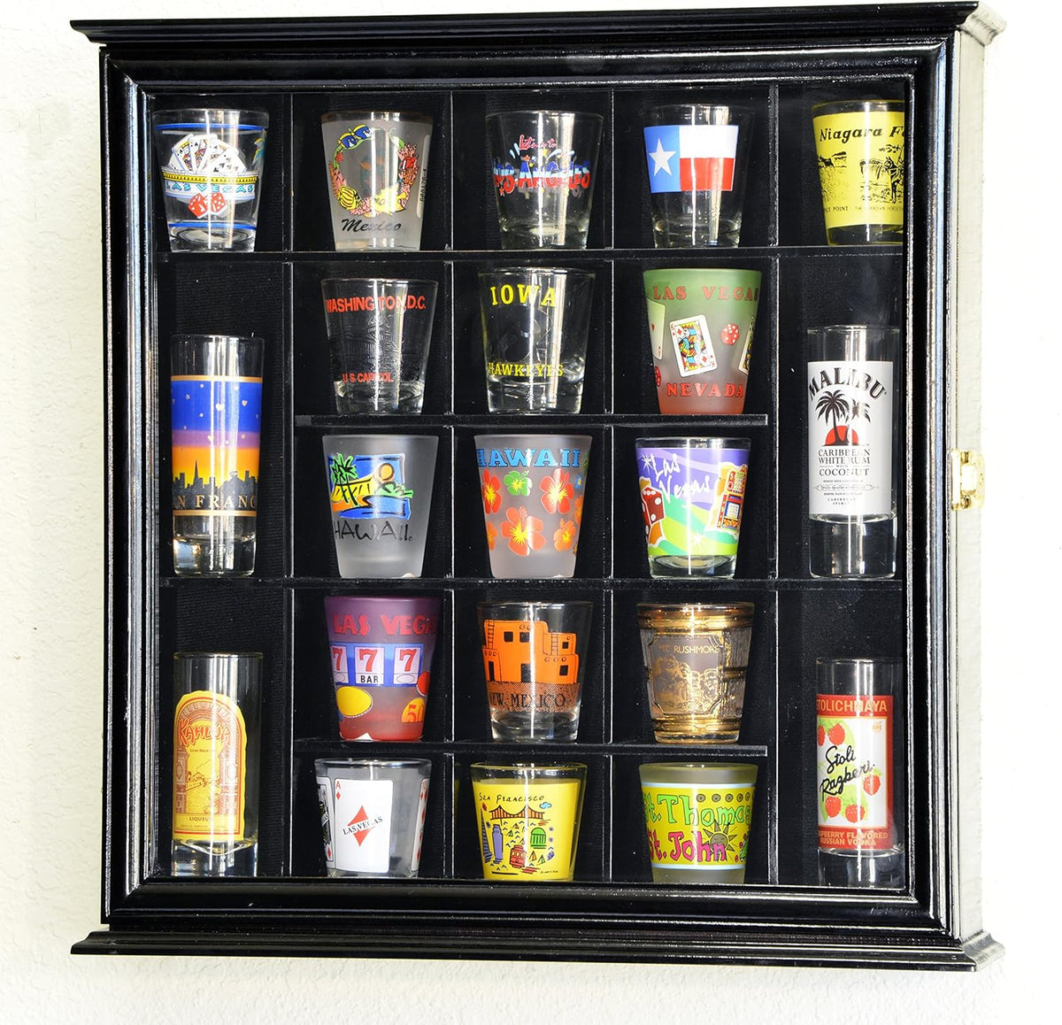 Shot Glass Display Case Holder Cabinet Wall Rack J48708