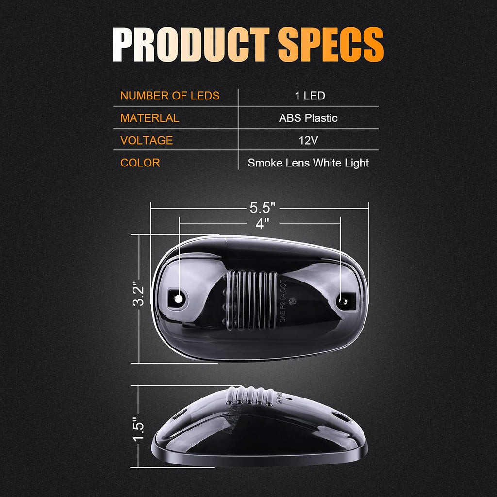 5PCS Cab Marker Light with 12LED White Light Bulbs Pack of 2 R6772