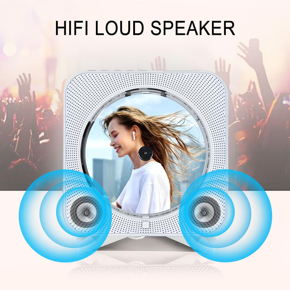DVD Player with Bluetooth 5.1 Dual Speakers, Remote Control, RCA, HDMI Cable, HD 1080p S2201