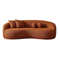 Orange Boucle Fabric Curvy Couch E283