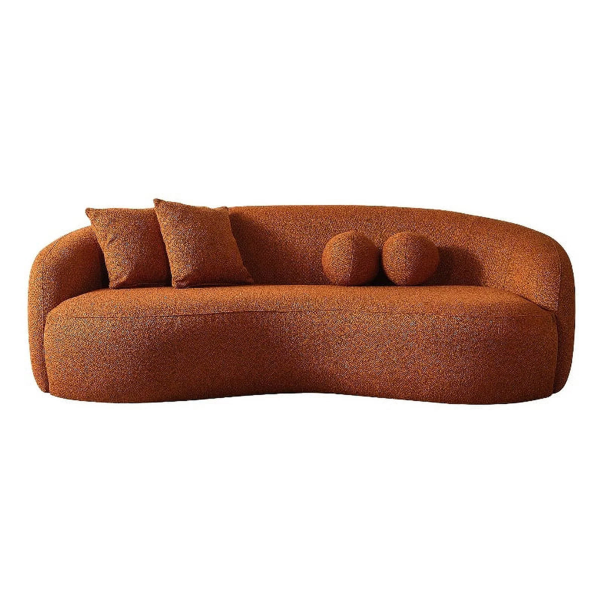 Orange Boucle Fabric Curvy Couch E283