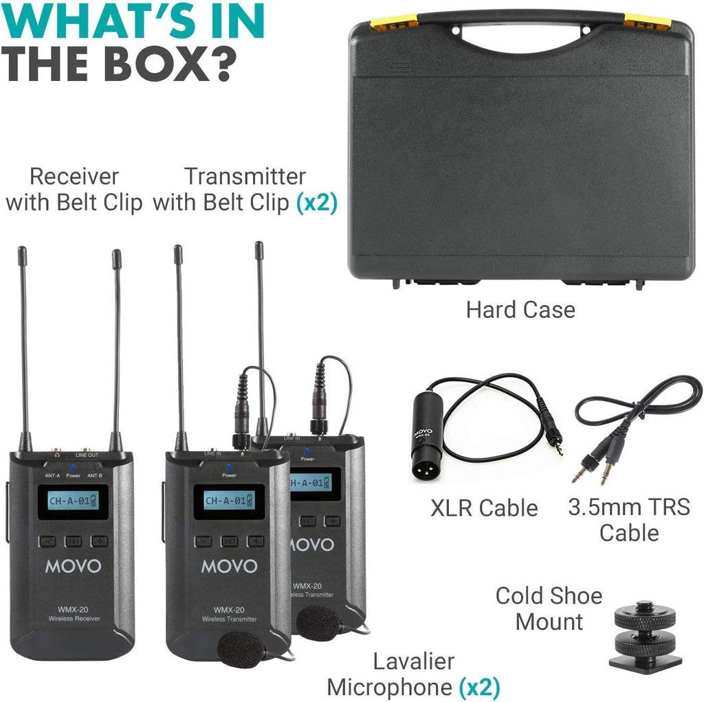 48-Channel UHF Wireless Lavalier Microphone System with 1 Receiver, 2 Transmitters, and 2 Lapel Microphones C1032