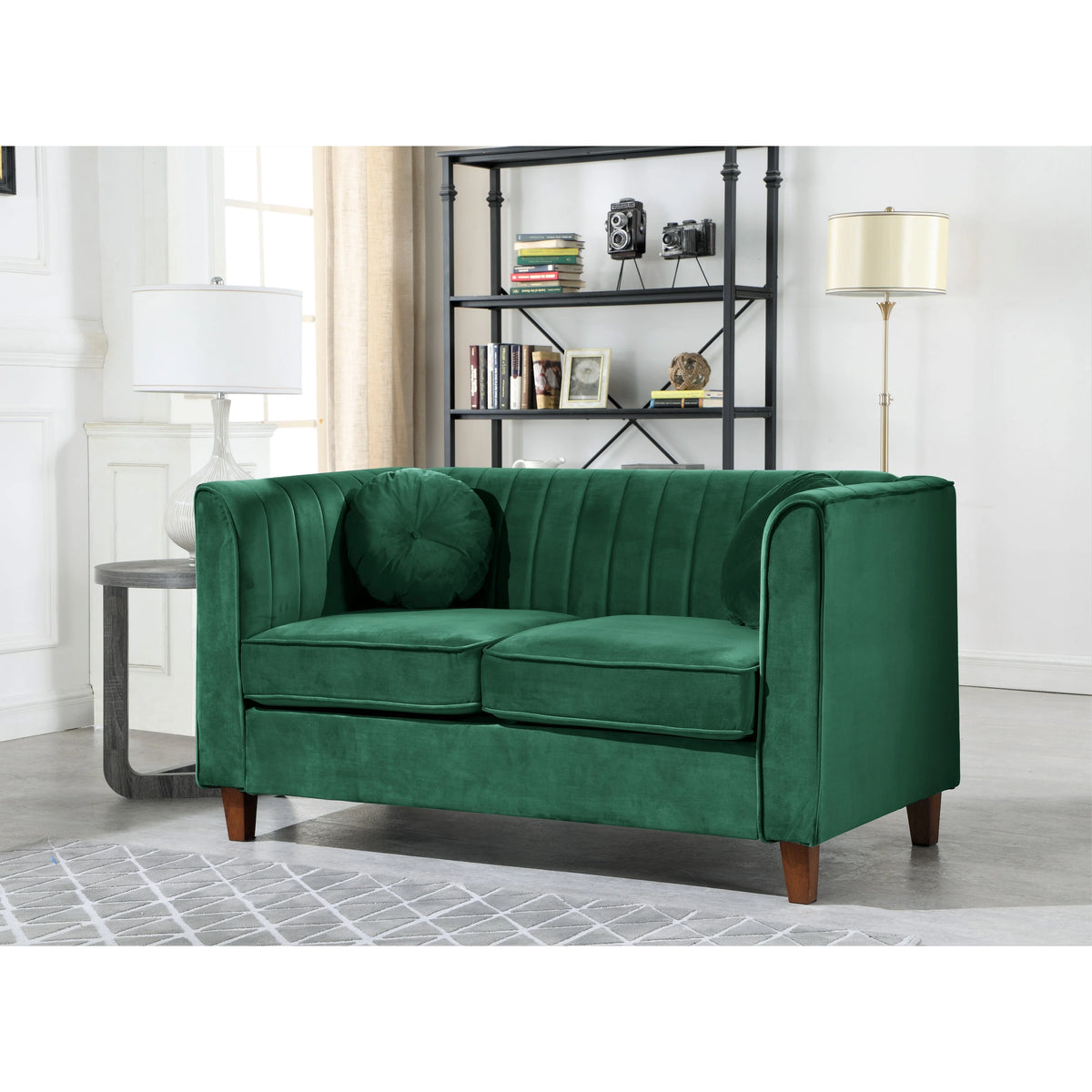 Black Velvet Chesterfield Loveseat L7503