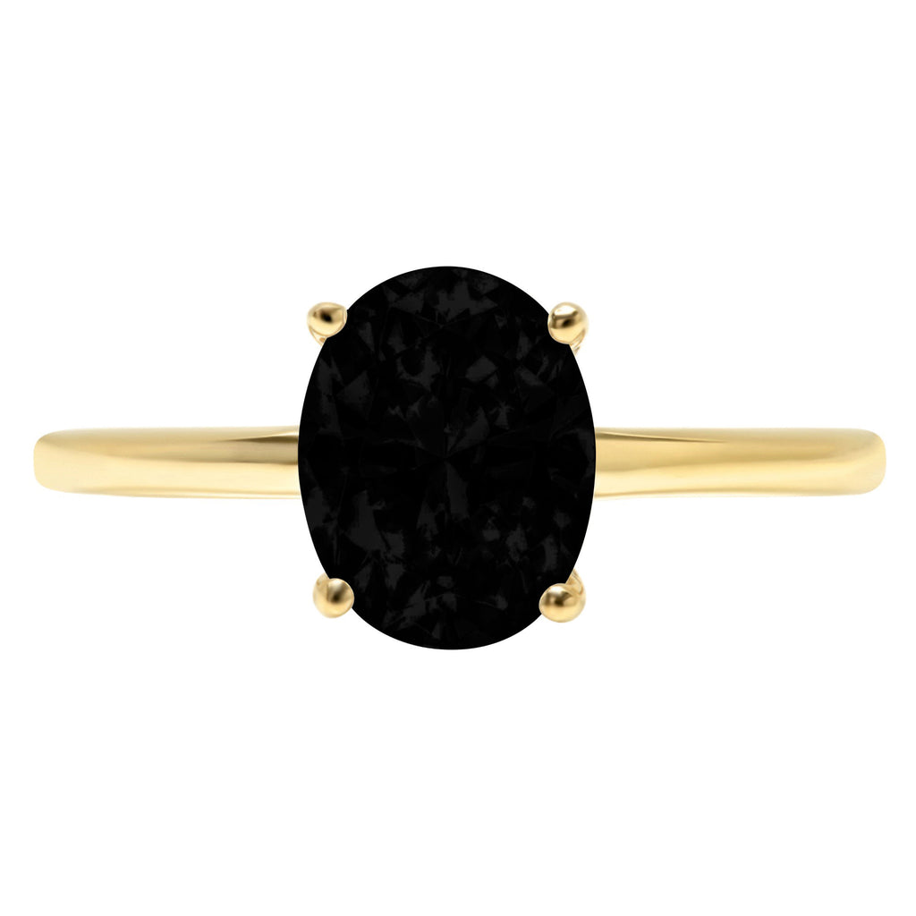 2.5ct Oval Cut Black Onyx 14k Yellow Gold Ring R872825