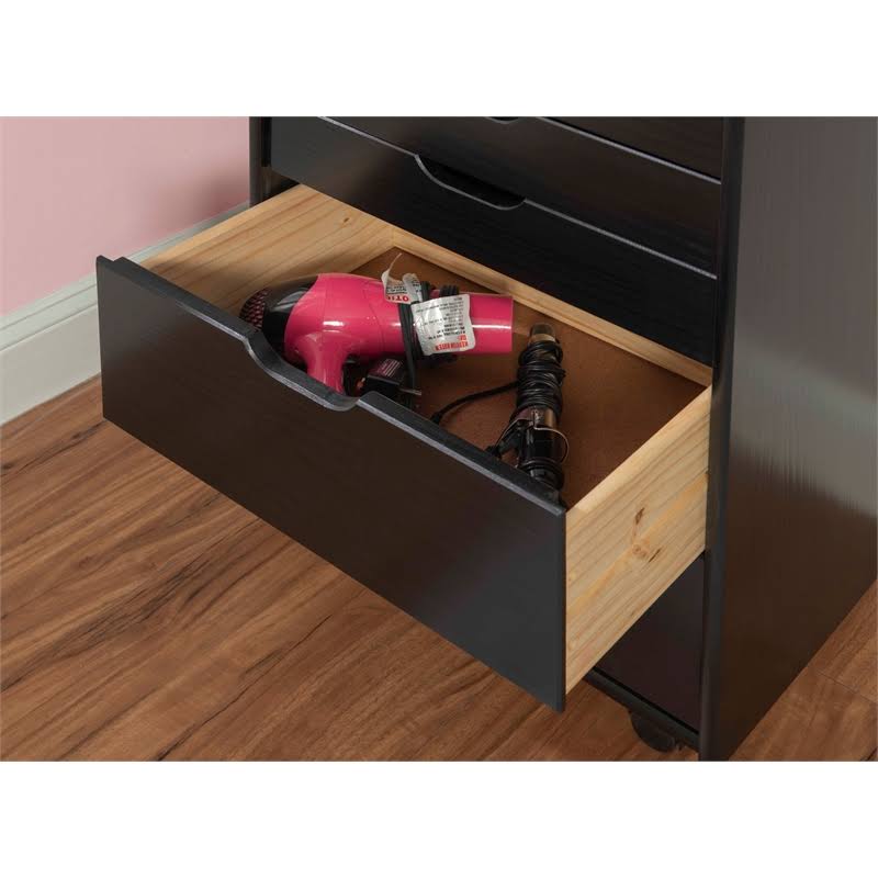 Black 8 Drawer Wood Rolling Storage Cart C77670