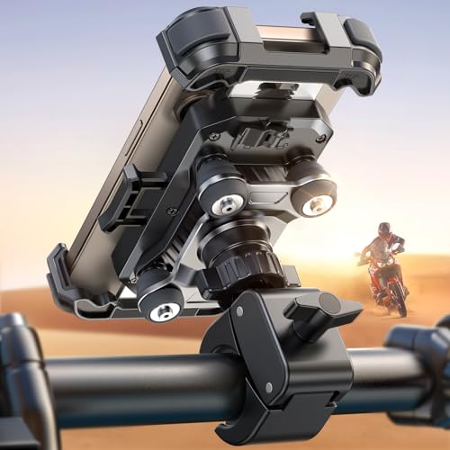 Motorcycle Phone Mount Holder with Metal Handlebar Clamp for 4.7-7" Cell Phones I3470