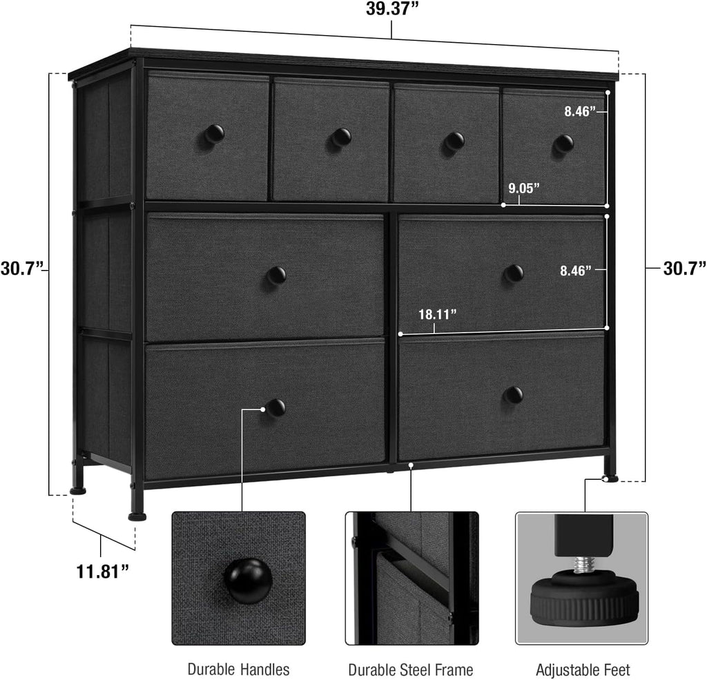 Black 8 Drawer Fabric Storage Dresser N815230