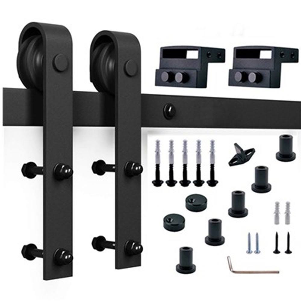 Paneled Wood Barn Door with Installation Hardware Kit Y920