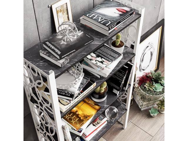 White Metal Wood Bookcase K984