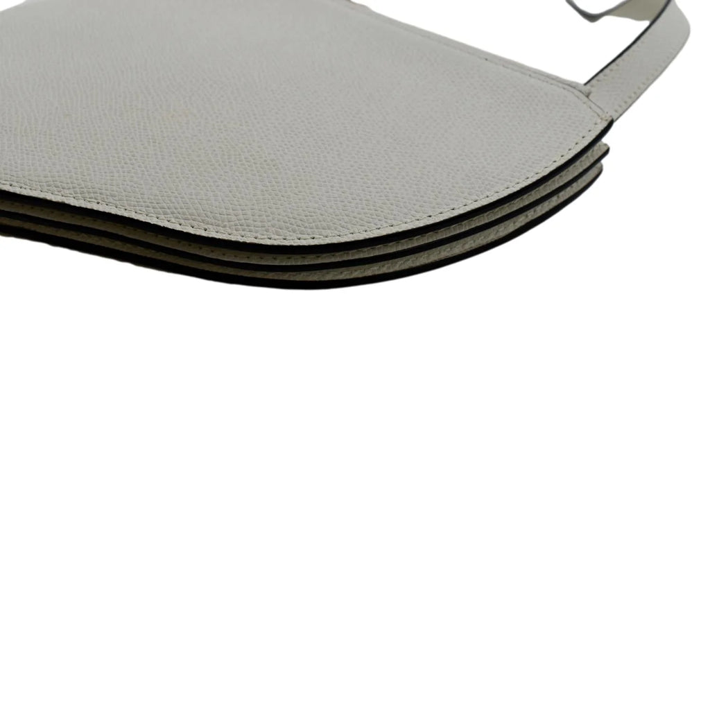 White Leather Crossbody Pouch Bag V3226