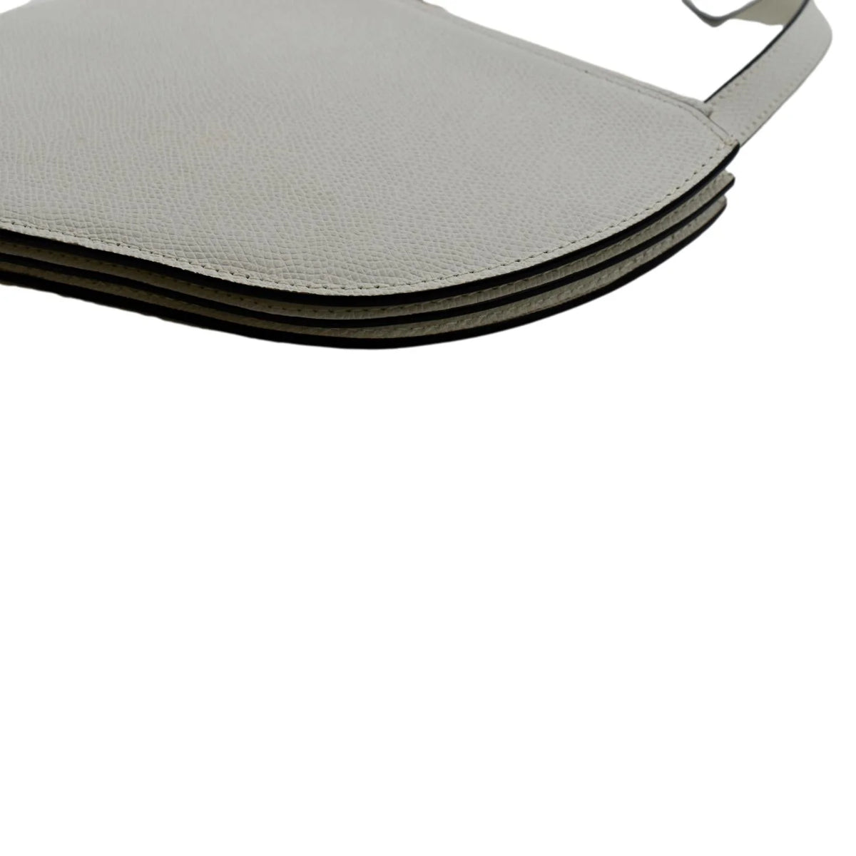 White Leather Crossbody Pouch Bag V3226