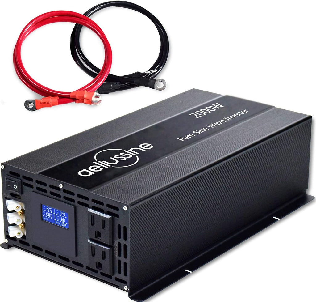 2000W Pure Sine Wave Power Inverter 48V DC to AC 110V 120V with Hardwire Terminal LCD Display Q71466