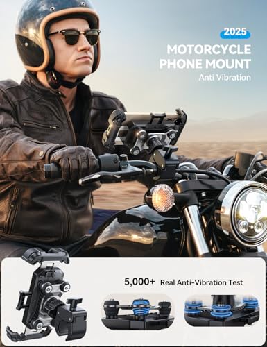 Motorcycle Phone Mount Holder with Metal Handlebar Clamp for 4.7-7" Cell Phones I3470