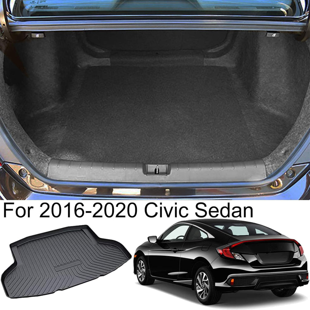 Black Waterproof Rear Cargo Tray Trunk Floor Mat for Honda Civic Sedan Y656