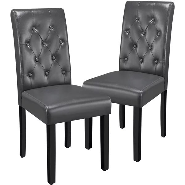 Gray Tufted Padded Dining Chair Set of 2 W60552