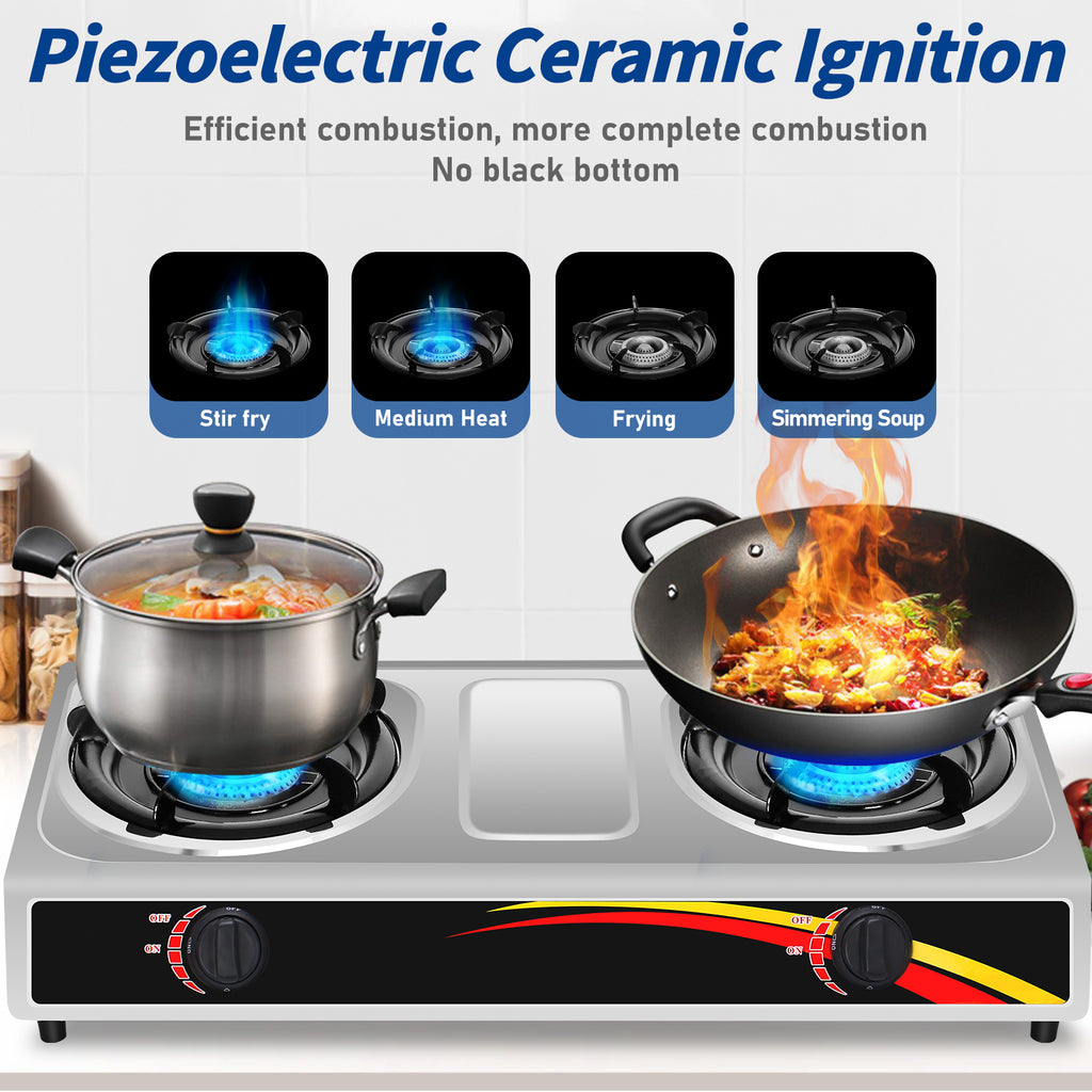 Portable Propane Double Burner Camping Stove K3304