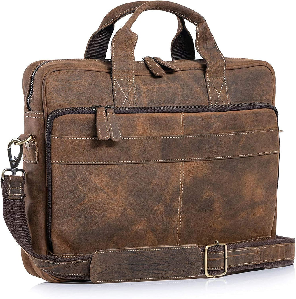 Leather 18 Inch Laptop Messenger Bag G8437