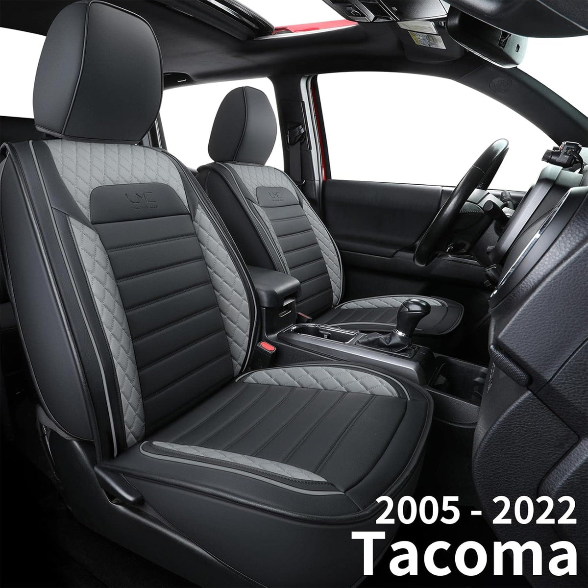 Black & Gray Water Proof Faux Leather Seat Covers Z9656
