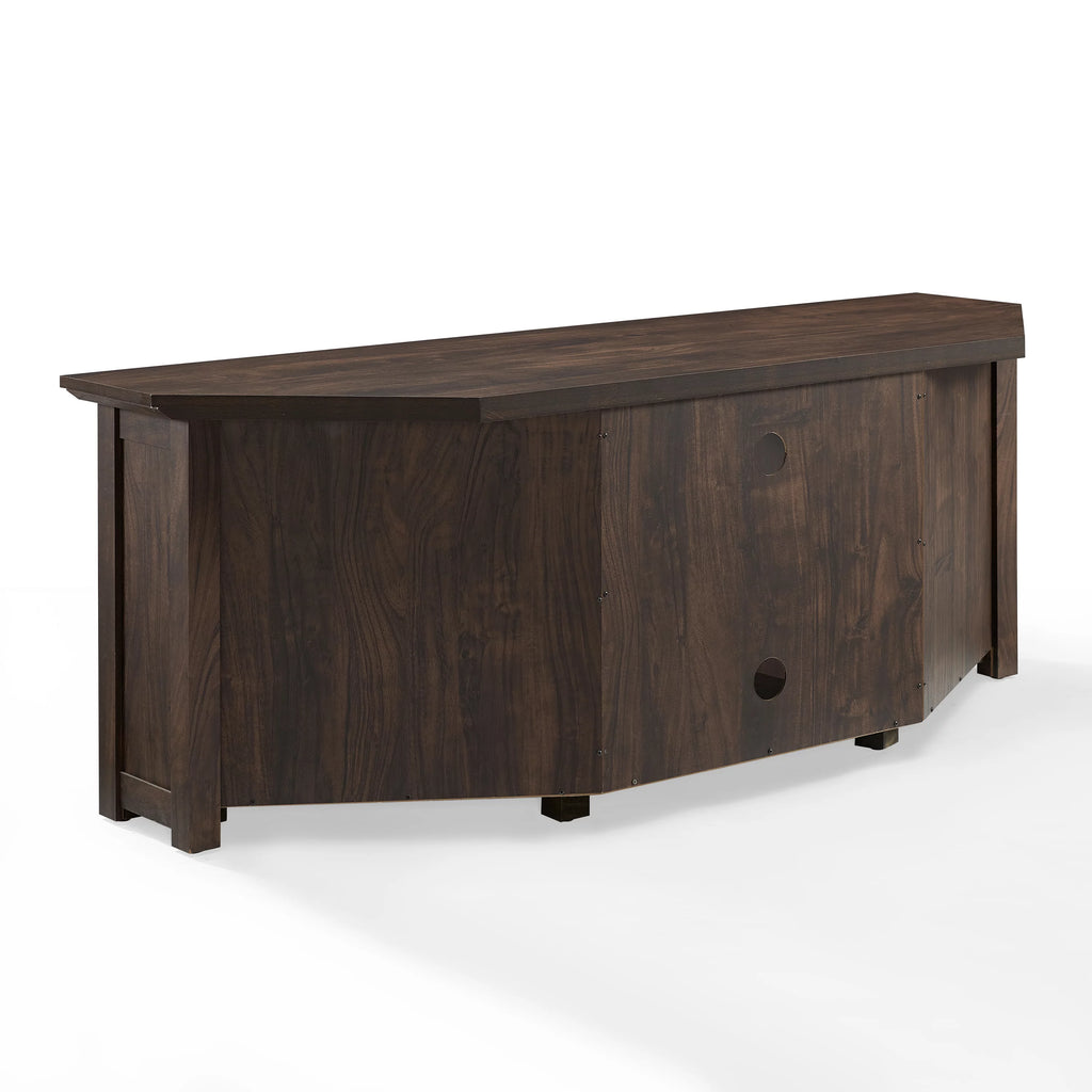 58" Rustic Wood Corner TV Stand in Dark Walnut B70401