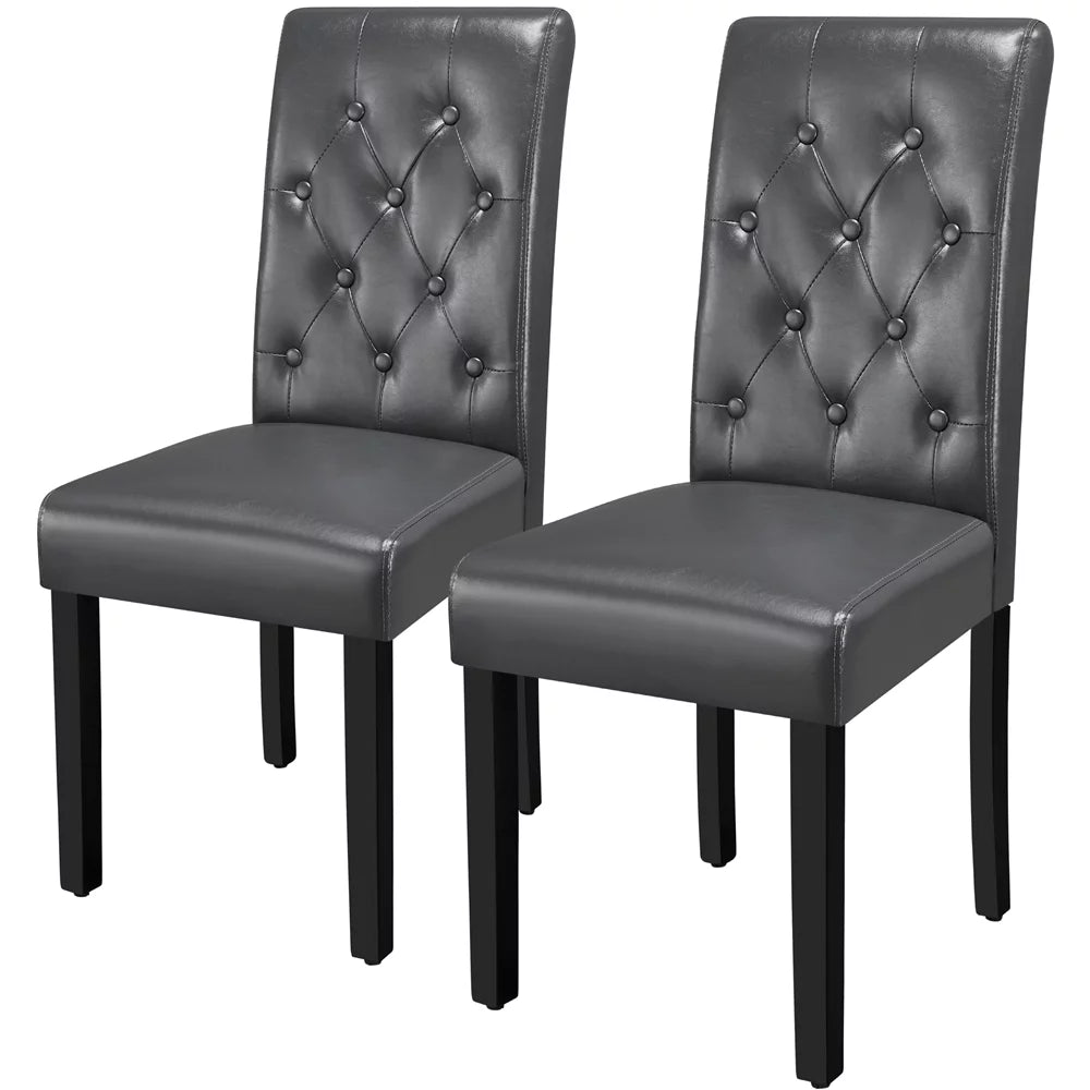 Gray Tufted Padded Dining Chair Set of 2 W60552