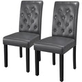 Gray Tufted Padded Dining Chair Set of 2 W60552