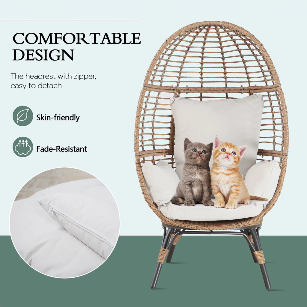 Outdoor Wicker Egg Chair with 4 Cushions M5826