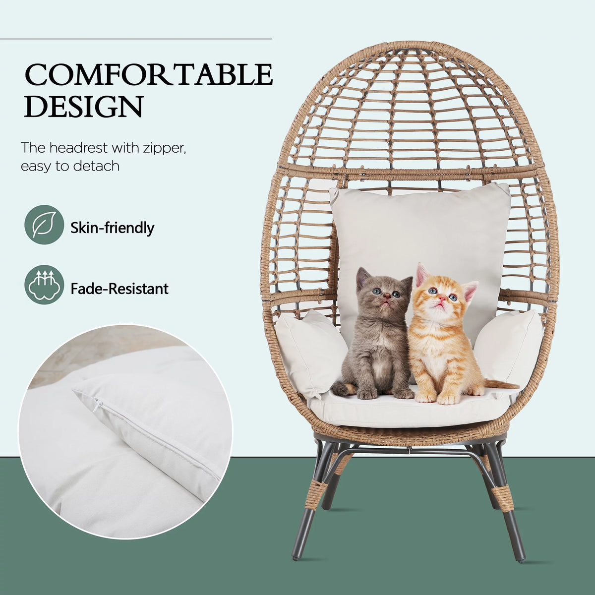 Outdoor Wicker Egg Chair with 4 Cushions M5826