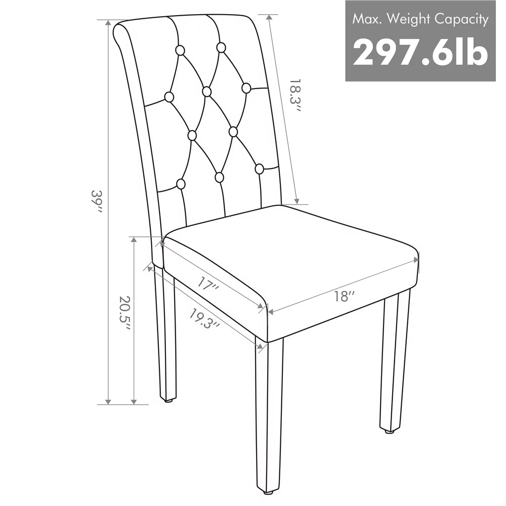 Gray Tufted Padded Dining Chair Set of 2 W60552