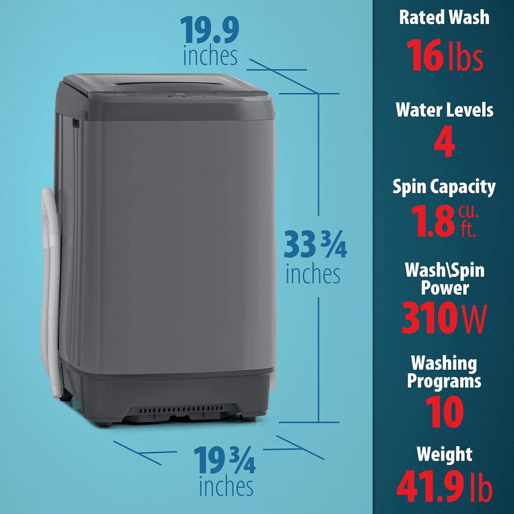 Fully Automatic Portable Washing Machine, 1.8 cu. ft., 16lb Capacity E114