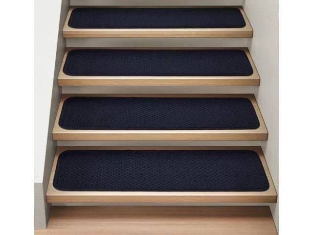 Navy Blue Attachable Carpet Stair Treads Set of 12 Y143