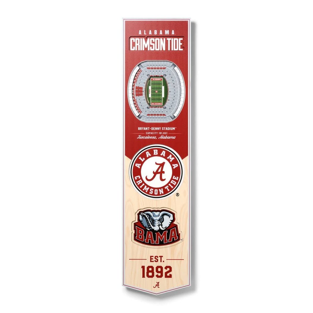 8 x 32 in. NCAA Alabama Crimson Tide 3D Stadium Banner Y458630