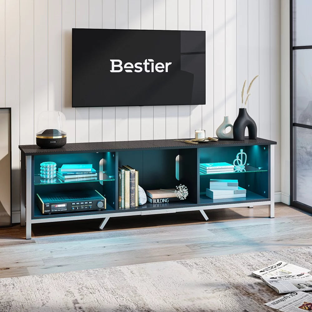 Black TV Stand with LED Lights K372650