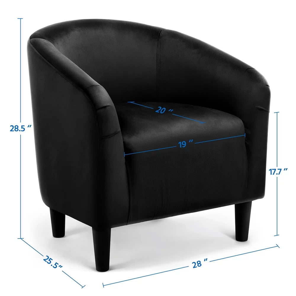 Black Velvet Barrel Accent Chair P5747