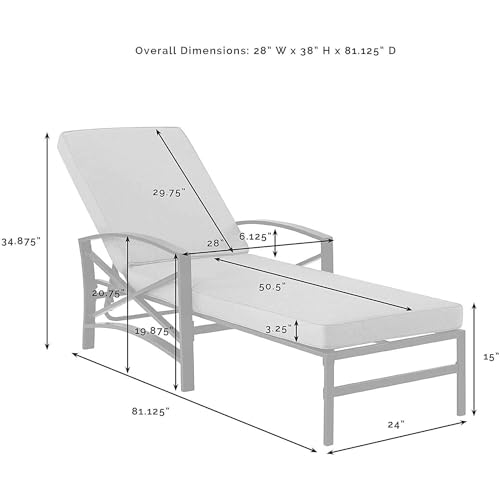 White Metal Chaise Lounge with Grey Cushions Q14786