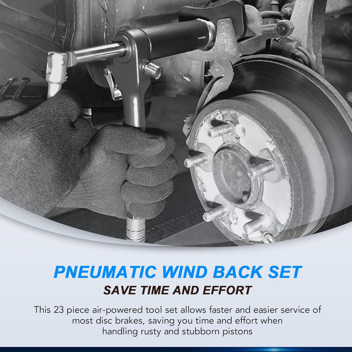 23pc Pneumatic Brake Caliper Compression Tool with 22 Disc Adapters and 2 Caliper Hangers O7837
