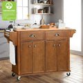 Rolling Kitchen Island Cart with Drop Leaf, 2 Drawers, Spice Rack W241