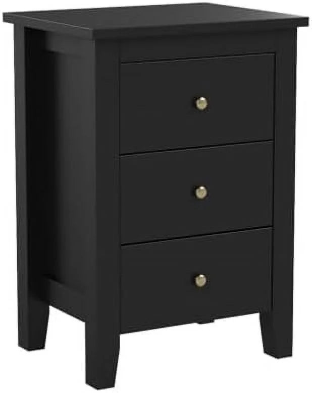 White 3 Drawer Wood Nightstand D837