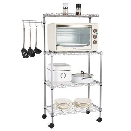 4 Tier Heavy Duty Kitchen Cart with Hooks and Wheels K757218