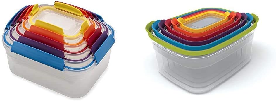 10-Piece and 12-Piece Plastic Food Storage Container Sets with Airtight Lids F720