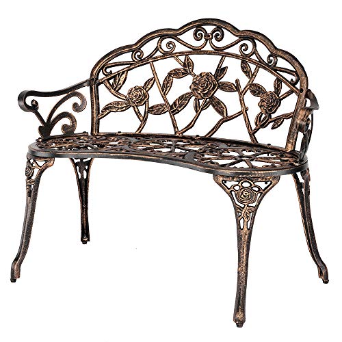 Bronze Metal Rose Bench for 2 Person Seat T189019