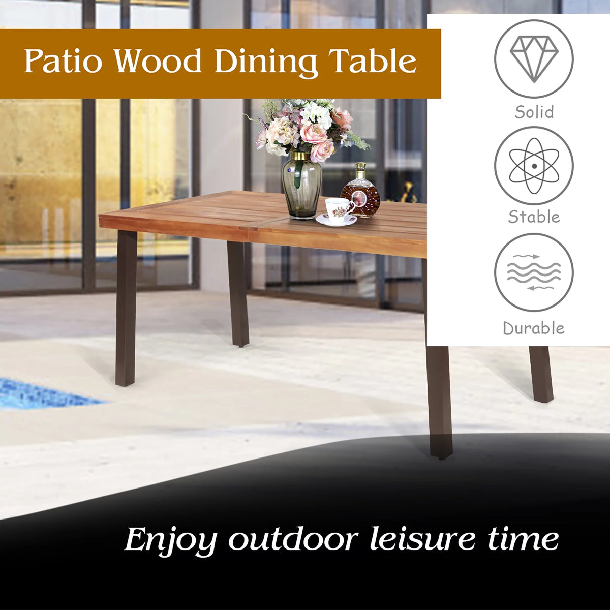 Acacia Wood Rectangular Dining Table P56702