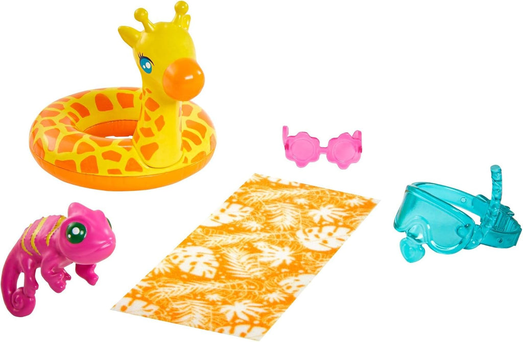 Chelsea Doll (Blonde, 6-in) with Jungle Pet, Floatie and Accessories Playset J80532