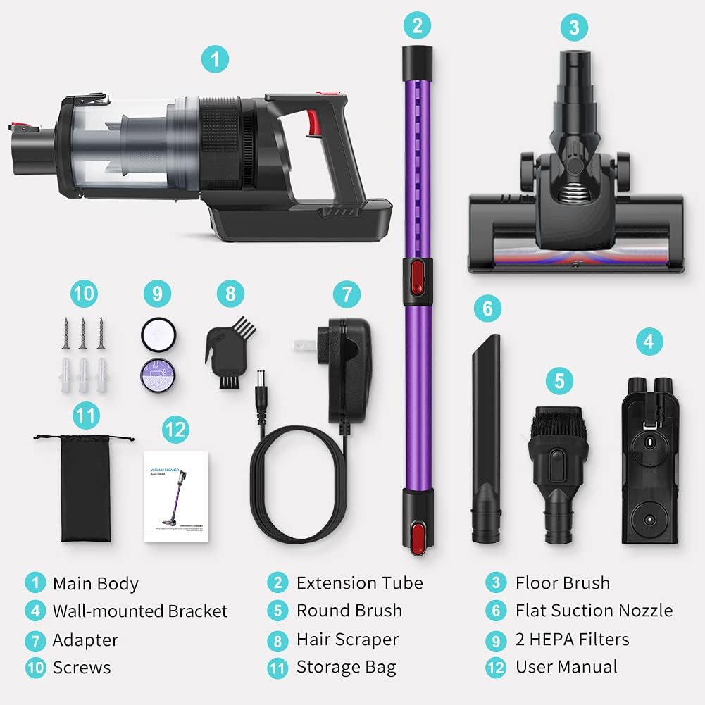 Cordless Stick Vacuum Cleaner 20KPa 4 in 1 with LED Display 40 Minutes Runtime Lightweight G4850