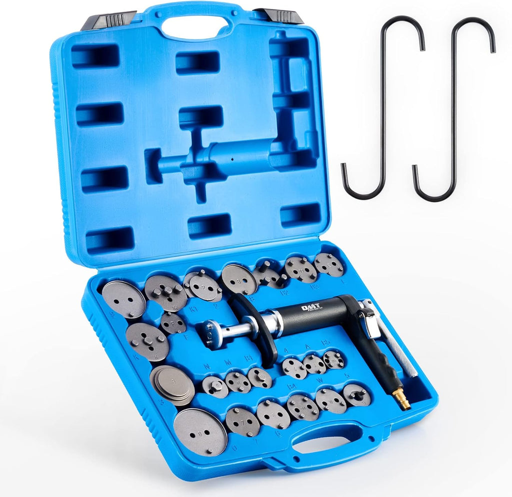 23pc Pneumatic Brake Caliper Compression Tool with 22 Disc Adapters and 2 Caliper Hangers O7837
