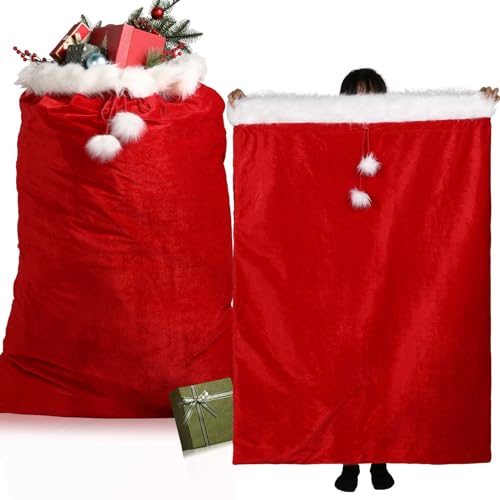 2 Pcs 56 x 36 Inch Extra Large Velvet Santa Gift Bag with Drawstring W184
