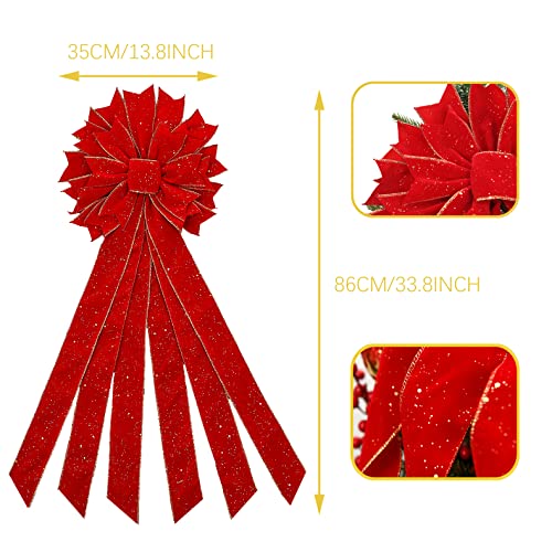 Christmas Tree Topper Bow with Snowflake Pattern E7383